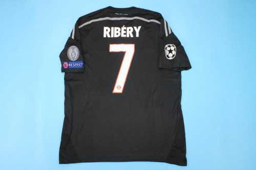 with Golden FIFA+UCL Patch Retro Jersey 2014-2015 Bayern Munich RIBERY 7 Away Black Soccer Jersey Vintage Football Shirt