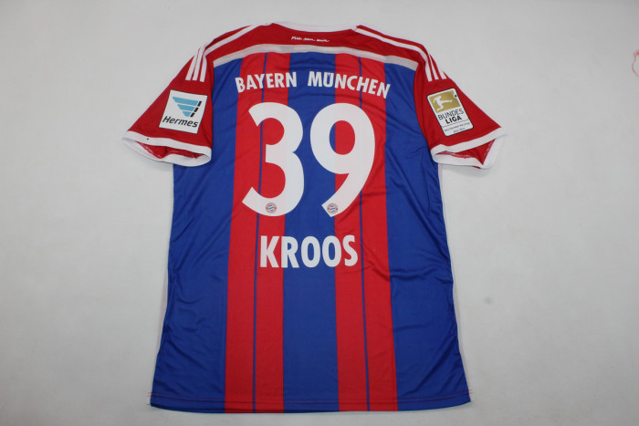 with Bundesliga Patch Retro Jersey 2014-2015 Bayern Munich KROOS 39 Home Soccer Jersey Vintage Football Shirt