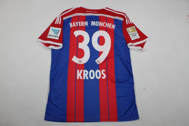 with Bundesliga Patch Retro Jersey 2014-2015 Bayern Munich KROOS 39 Home Soccer Jersey Vintage Football Shirt