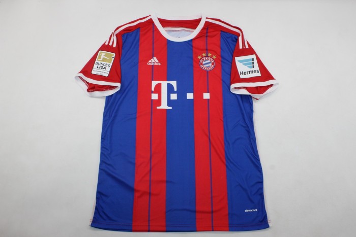 with Bundesliga Patch Retro Jersey 2014-2015 Bayern Munich Home Soccer Jersey Vintage Football Shirt