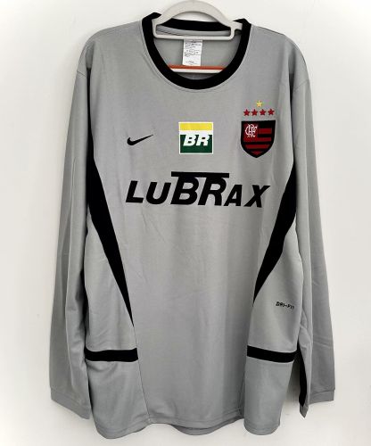 Long Sleeve Retro Jersey 2002-2003 Flamengo Grey Goalkeeper Soccer Jersey Vintage Football Shirt