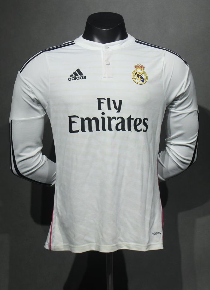 Player Version Retro Jersey Long Sleeve 2014-2015 Real Madrid Home Soccer Jersey Vintage Football Shirt