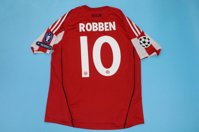 with UCL Patch Retro Jersey 2010-2011 Bayern Munich ROBBEN 10 Home Soccer Jersey Vintage Football Shirt