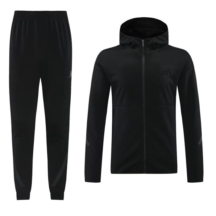 AD Black Blank Soccer Training Jacket with Caps Tracksuit Football Hoody Pant Hoodie