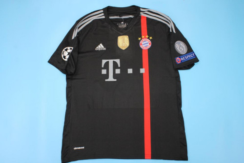 with Golden FIFA+UCL Patch Retro Jersey 2014-2015 Bayern Munich Away Black Soccer Jersey Vintage Football Shirt