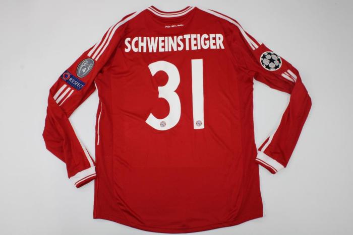 with Front Lettering+UCL Patch Retro Jersey Long Sleeve 2013-2014 Bayern Munich SCHWEINSTEIGER 31 Champions League Home Soccer Jersey Vintage Football Shirt
