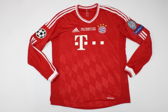 with Front Lettering+UCL Patch Retro Jersey Long Sleeve 2013-2014 Bayern Munich SCHWEINSTEIGER 31 Champions League Home Soccer Jersey Vintage Football Shirt