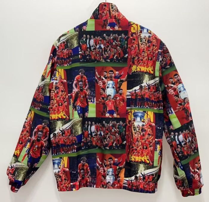 2024 Spain Champion Trench Coat Soccer Reversible Windbreaker Jacket Football Jacket