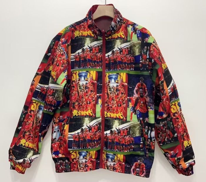 2024 Spain Champion Trench Coat Soccer Reversible Windbreaker Jacket Football Jacket