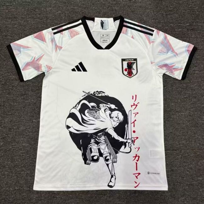 Fan Version Japan 2024 White/Black Comic Soccer Jersey Football Shirt