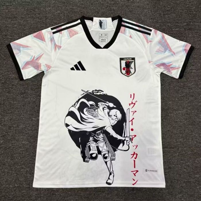 Fan Version Japan 2024 White/Black Comic Soccer Jersey Football Shirt