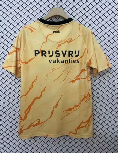 Fan Version 2024-2025 Feyenoord Rotterdam 4th Away Yellow Soccer Jersey Football Shirt