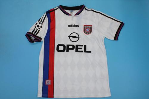 with UCL Patch Retro Jersey 1995-1996 Bayern Munich Away White Soccer Jersey Vintage Football Shirt