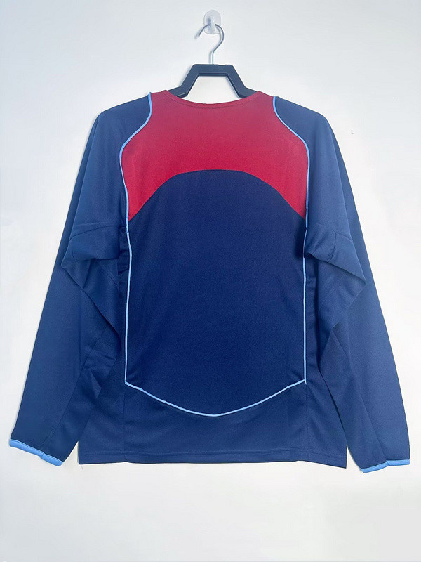 Long Sleeve Retro Jersey 2004-2005 Atletico Madrid Away Dark Blue Soccer Jersey Vintage Football Shirt