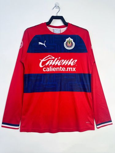 Long Sleeve Retro Jersey 2019-2020 Chivas Away Red Soccer Jersey Vintage Football Shirt