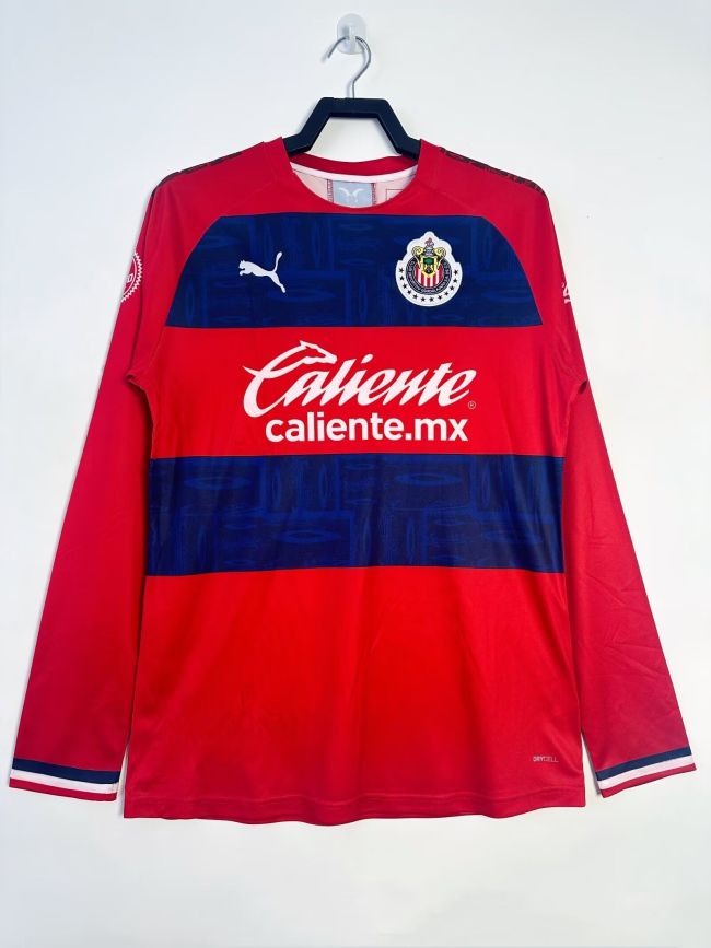 Long Sleeve Retro Jersey 2019-2020 Chivas Away Red Soccer Jersey Vintage Football Shirt