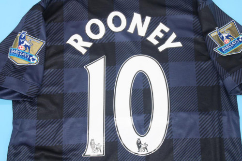 with Golden EPL Patch Retro Jersey 2013-2014 Manchester United ROONEY 10 Third Away Blue Soccer Jersey Vintage Football Shirt