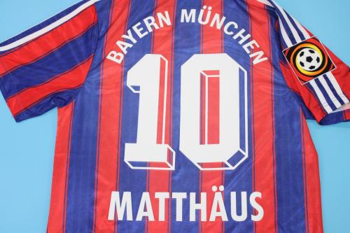 with League Patch Retro Jersey 1995-1997 Bayern Munich MATTHAUS 10 Home Soccer Jersey Vintage Football Shirt