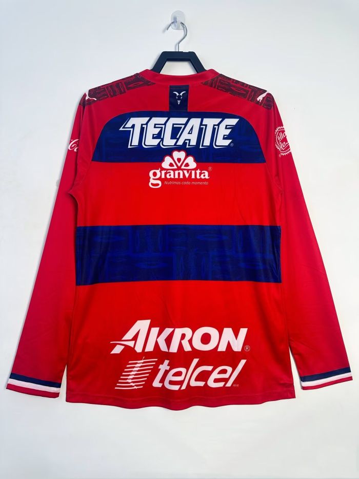Long Sleeve Retro Jersey 2019-2020 Chivas Away Red Soccer Jersey Vintage Football Shirt