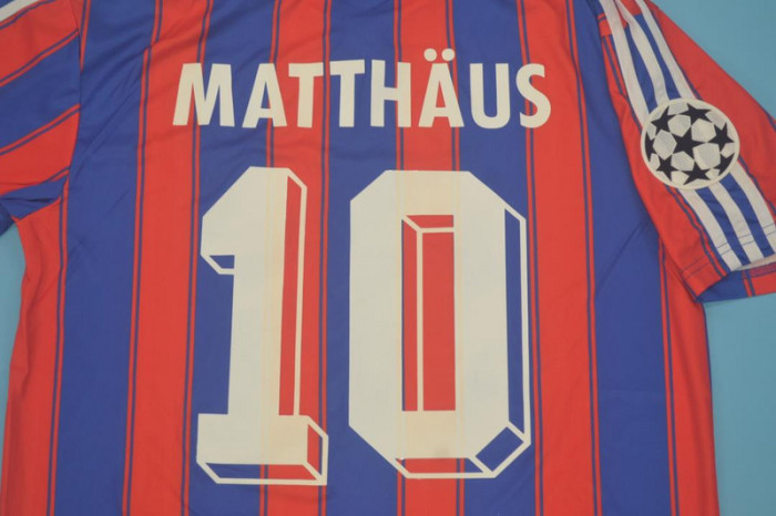 with UCL Patch Retro Jersey 1995-1997 Bayern Munich MATTHAUS 10 Home Soccer Jersey Vintage Football Shirt