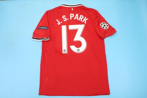 with UCL Patch Retro Jersey 2011-2012 Manchester United J.S.PARK 13 Home Vintage Soccer Jersey Football Shirt