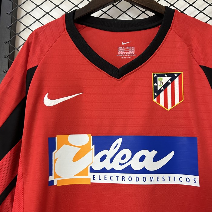 Retro Jersey 2001-2002 Atletico Madrid Away Red Soccer Jersey Vintage Football Shirt