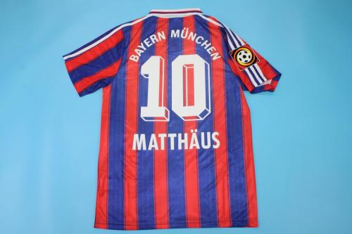 with League Patch Retro Jersey 1995-1997 Bayern Munich MATTHAUS 10 Home Soccer Jersey Vintage Football Shirt