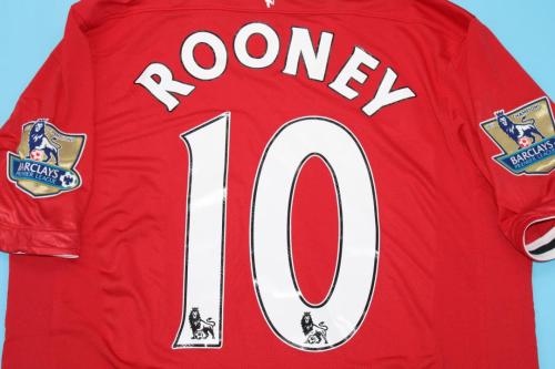 with Golden EPL Patch Retro Jersey 2011-2012 Manchester United ROONEY 10 Home Vintage Soccer Jersey Football Shirt