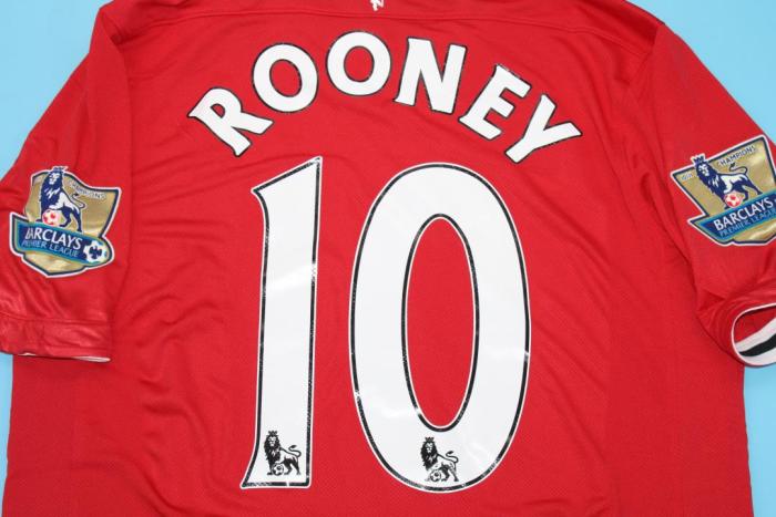 with Golden EPL Patch Retro Jersey 2011-2012 Manchester United ROONEY 10 Home Vintage Soccer Jersey Football Shirt