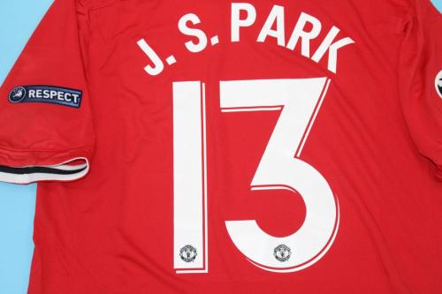 with UCL Patch Retro Jersey 2011-2012 Manchester United J.S.PARK 13 Home Vintage Soccer Jersey Football Shirt