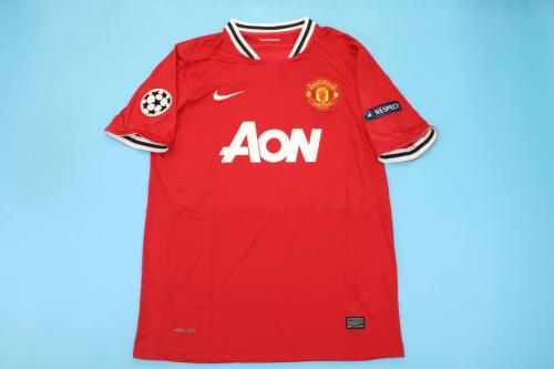 with UCL Patch Retro Jersey 2011-2012 Manchester United Home Vintage Soccer Jersey Football Shirt