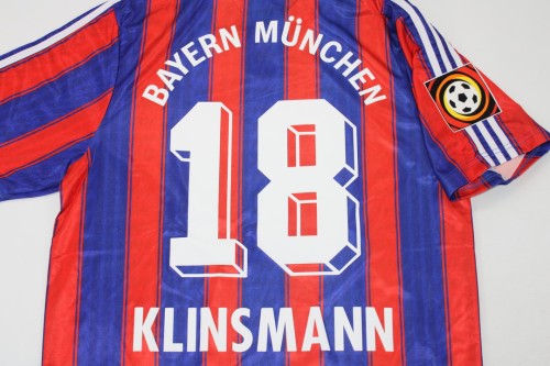 with League Patch Retro Jersey 1995-1997 Bayern Munich KLINSMANN 18 Home Soccer Jersey Vintage Football Shirt
