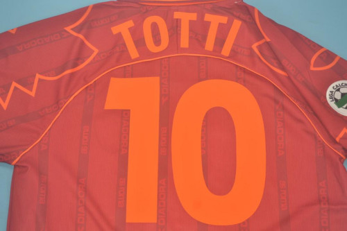 with Serie A Patch Retro Jersey 1999-2000 As Roma TOTTI 10 Home Red Soccer Jersey Vintage Football Shirt