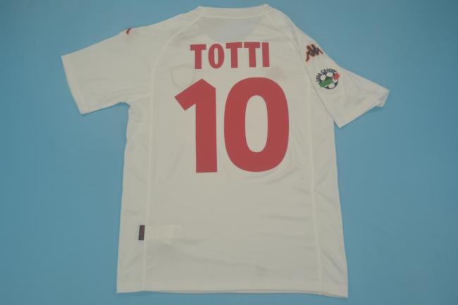 with Serie A Patch Retro Jersey 2000-2001 As Roma TOTTI 10 Away White Soccer Jersey Vintage Football Shirt