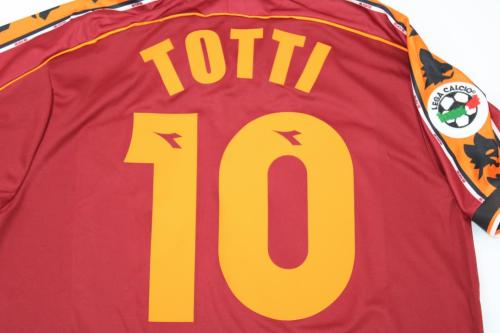 with Serie A Patch Retro Jersey 1998-1999 AS Roma TOTTI 10 Home Soccer Jersey Vintage Football Shirt