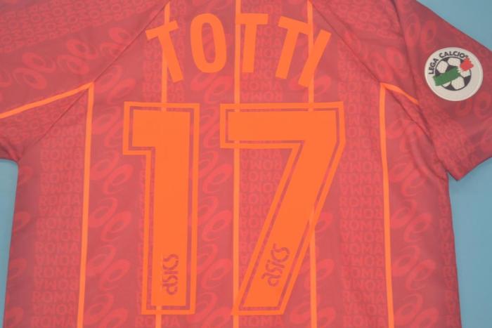 with Serie A Patch Retro Jersey 1996-1997 As Roma TOTTI 17 Home Soccer Jersey Vintage Football Shirt