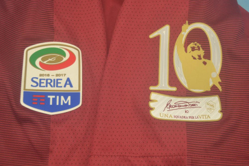 with Serie A+Golden 10 Patch without Sponor Logo Retro Jersey 2017-2018 As Roma Home Soccer Jersey Vintage Football Shirt