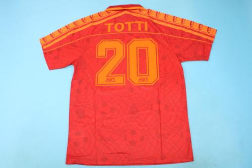 Retro Jersey 1995-1996 As Roma TOTTI 20 Home Soccer Jersey Vintage Football Shirt