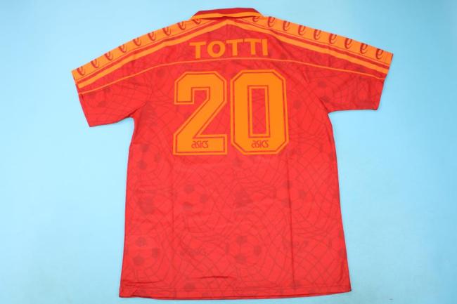Retro Jersey 1995-1996 As Roma TOTTI 20 Home Soccer Jersey Vintage Football Shirt
