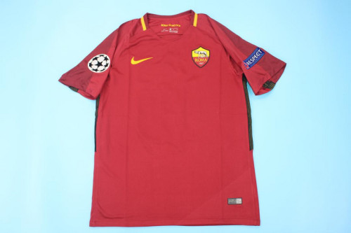 with UCL Patch without Sponor Logo Retro Jersey 2017-2018 As Roma Home Soccer Jersey Vintage Football Shirt
