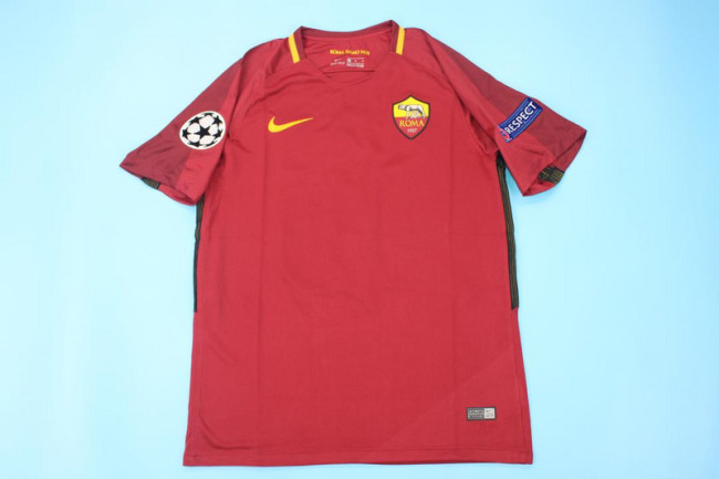 with UCL Patch without Sponor Logo Retro Jersey 2017-2018 As Roma Home Soccer Jersey Vintage Football Shirt