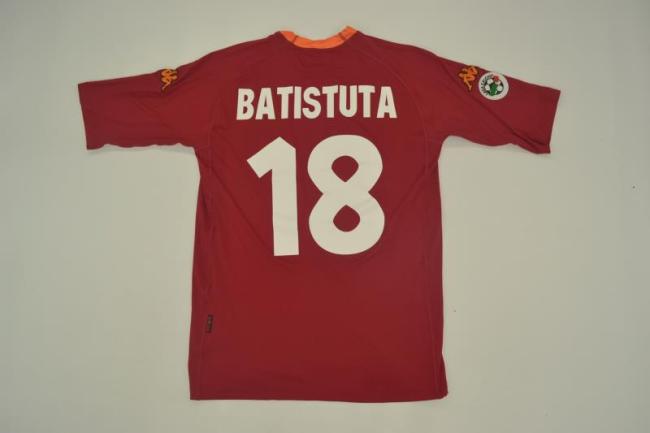 with Serie A Patch Retro Jersey 2000-2001 As Roma BATISTUTA 18 Home Soccer Jersey Vintage Football Shirt