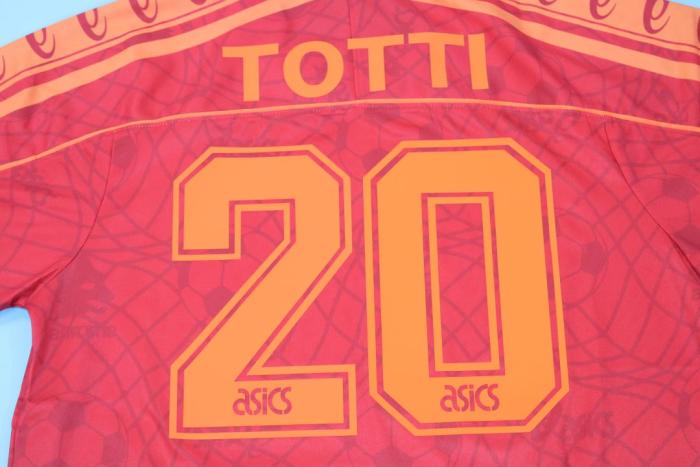 Retro Jersey 1995-1996 As Roma TOTTI 20 Home Soccer Jersey Vintage Football Shirt