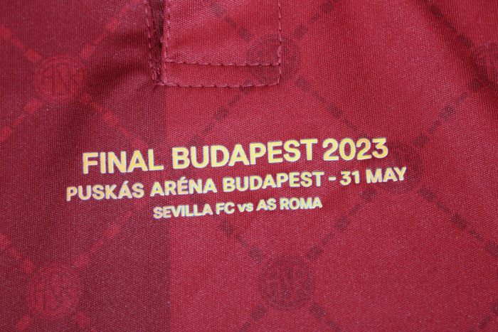 with Front Lettering+Europa League Patch Fans Version 2023-2024 AS Roma Europa Final Home Soccer Jersey Football Shirt