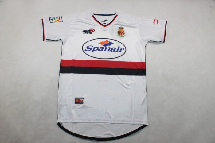with LFP Patch Retro Jersey 2001-2002 Mallorca Away White Soccer Jersey Vintage Football Shirt