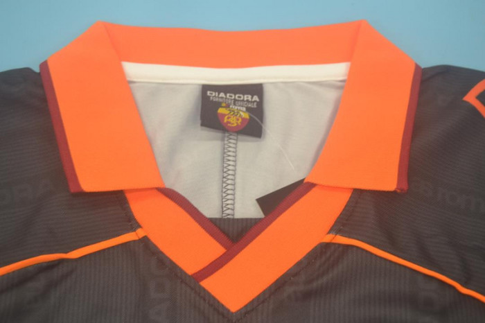 with Serie A Patch Retro Jersey 1999-2000 Roma Away Black Soccer Jersey Vintage Football Shirt