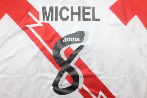 with LFP Patch Retro Jersey 1994-1995 Rayo Vallecano MICHEL 8 Home Soccer Jersey Vintage Camisetas de Futbol