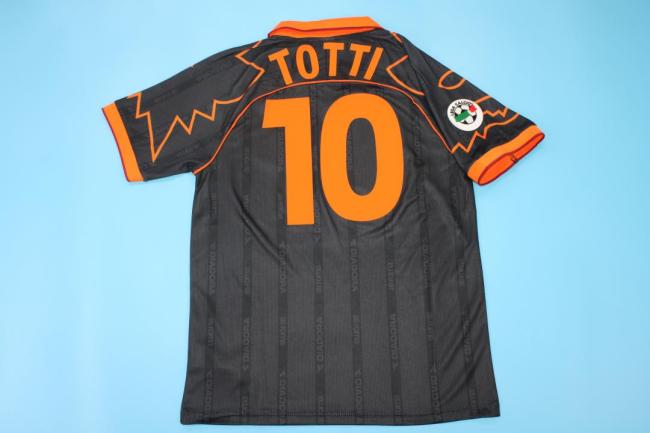with Serie A Patch Retro Jersey 1999-2000 As Roma TOTTI 10 Away Black Soccer Jersey Vintage Football Shirt