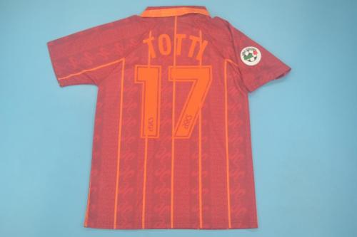 with Serie A Patch Retro Jersey 1996-1997 As Roma TOTTI 17 Home Soccer Jersey Vintage Football Shirt