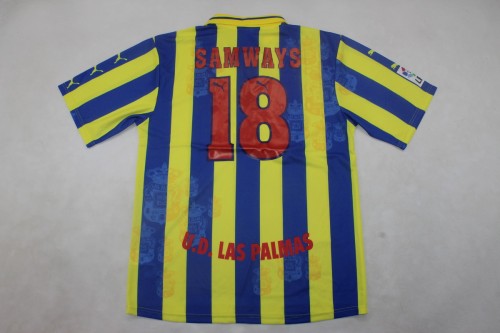 with LFP Patch Retro Jersey 1998-1999 Las Palmas SAMWAYS 18 Away Soccer Jersey Vintage Football Shirt